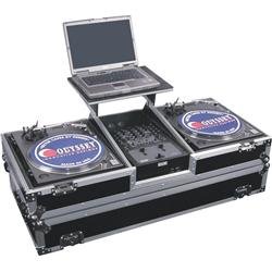 Odyssey FZGSBM10W Flight Zone Glide Style Ata Dj Coffin With Wheels For A 10 Mixer And Two Turntables In Battle Position