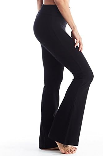Womens Ecofabric Bootleg Yoga Pant; Bootleg Athletic Pant Black+Purple Black Medium