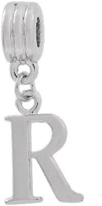 Pro Jewelry Alphabet Beads A-Z Letter Dangle Charm for Snake Chain Charm Bracelets (R)