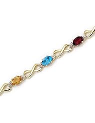 14K Yellow Gold Oval Multi and Diamond Bracelet