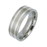 Gents Titanium Ring With Silver Bands, 8mm Wide.