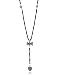 King Baby Industrial Texture Bow and Heart Small Black Agate Rosary