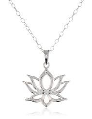 DiAura Sterling Silver Diamond-Accent Lotus Flower Pendant Necklace, 18"
