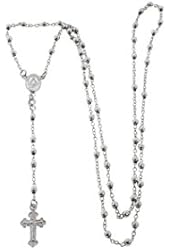 Sterling Silver Baby Rosary Necklace Dainty 3mm Beads Handmade for Women Italy, 18 Inch