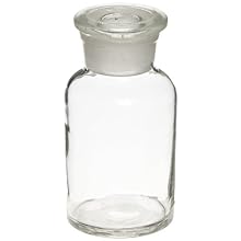 American Educational Clear Flint Glass 60mL Wide Mouth Reagent Bottle with Ground Glass Stopper (Bundle of 5)