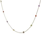 14k Yellow Gold Bezel Set Multi-Gemstone Station Necklace, 18