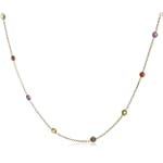 SAVE $220.01 - 14k Yellow Gold Bezel Set Multi-Gemstone Station Necklace, 18" $259.99