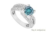2ct Blue Diamond Engagement Ring 14k White Gold