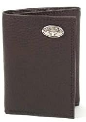 Brown Pebble Grain Leather Trifold with Silver Emblem - Collegiate Series