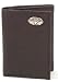 Brown Pebble Grain Leather Trifold with Silver Emblem - Collegiate Series