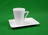 Porcelaine Blanche - Tasses & Sous-Tasses - Set de 6 Tasses à Café conique avec soucoupes en Porcelaine Blanche - Contenance 8 cl