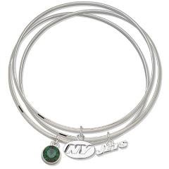 New York Jets Bangle Bracelet Set w/ Green Crystals