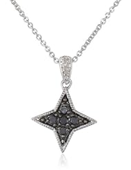 Sterling Silver Black and White Diamond Star Pendant Necklace (1/6 cttw, I-J Color, I3 Clarity), 18"