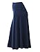 Lock and Love LL WB1105 Womens Lightweight Fold Over Flared Midi Skirt M NAVY