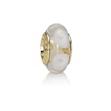 Pandora Damen-Bead  14 Karat (585) Gelbgold Muranoglaskugel weiß KASI 750406