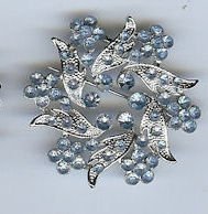 Light Blue Rhinestones in Silver Metal Finish Pin/brooch