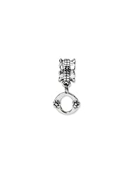 Letter O, Charm in Sterling Silver For 3mm Charm Bracelets