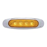 6 Amber 4 LED Truck Trailer Side Marker Clearance Light Chrome Bezel 