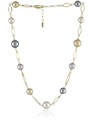Majorica 10 and 12mm Round Pearls on Links Necklace