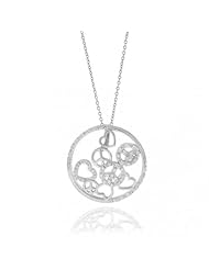 Bling Jewelry Sterling Silver CZ Pave Multi Heart Peace Pendant Necklace 18in
