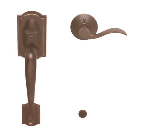 Schlage Camelot Front Entry Handleset with Interior Left Handed Lever, Aged Bronze"