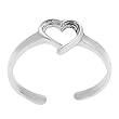 Sterling Silver Women's Heart Toe Ring Hypoallergenic Nickel Free .925 Stamp Adjustable Size