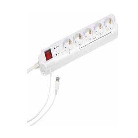 GEMBIRD Quintuple Over-Voltage Protection USB Interface Master Slave Function Automatic 10 A Cutout 16 A Connection Cable 1.8 m