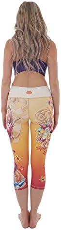 Women's Fitness & Yoga Capris - Active Tights "Twin Birds" - by Luna Jai