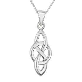 Silver Ladies' Celtic knot & circle pendant + 46cm Curb chain