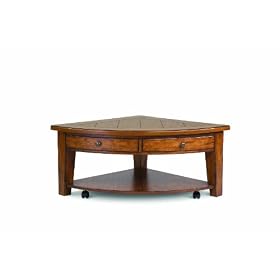 Magnussen Mackenzie Wood Pie Shaped Lift Top Cocktail Table