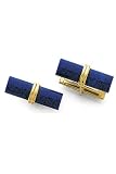 14k Gold Cufflinks - Solid 14k Gold Lapis Roll Cufflinks