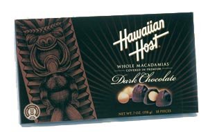 Hawaiian Host - Premium DARK CHOCOLATE Covered Whole Macadamia Nuts