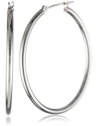 Duragold 14k White Gold Hoop Earrings, (1.18" Diameter)