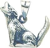 Sterling Silver Antiqued Wolf Charm