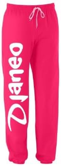 Djaneo Track Pants Rio Men and Women (22 Colors) (Pink and White, Large)