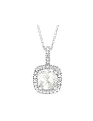 White Topaz Pendant Necklace with Diamond Accent 1 3/4 Carat (ctw) in Sterling Silver with Chain