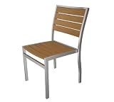 Recycled Earth-Friendly European Outdoor Dining Chair - Teak with Silver Frame