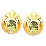 14K Yellow Gold Peridot Earrings