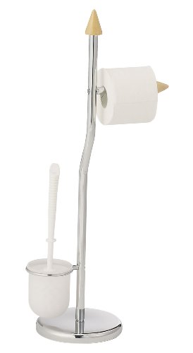Wenko 15730100 Exclusiv Stand WC-Garnitur Barcelona - Chrom, Holz, 25 x 70 x 19 cm