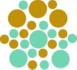 Set of 90 - Mint Green / Metallic Gold Circles Polka Dots Vinyl Wall Graphic Decals Stickers