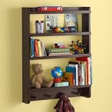 Kids Wall Rack: Espresso Hanging Wall Book Shelf