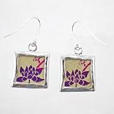 Sterling Silver Reversible Purple and Gold Lotus Earrings, #9191