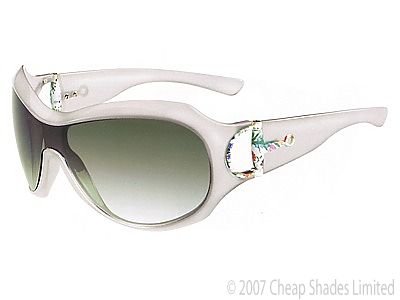 Click here to buy GUCCI 2900 DMA WHITE OPAL PLASTIC WITH GREEN GRADIENT SHIELD SUNGLASSES.