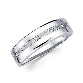 New 14k White Gold Mens Diamond Wedding Ring Band .15ct (G-H Color, SI2 Clarity) thumbnail
