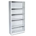  HON Metal Bookcase, 5 Shelves, 34-1/2 W by 12-5/8 D by 71 H, Light Gray 