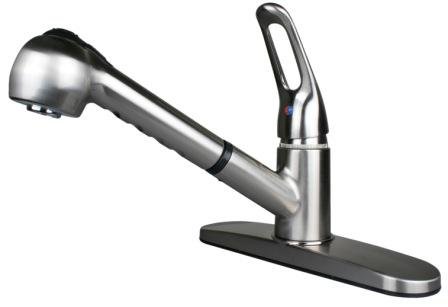 Plumbers Overstock UF18315A Single-Handle Kitchen Faucet with Pull-Out, Stainless Steel Finish