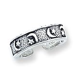 Sterling Silver Antiqued Moon & Star Toe Ring