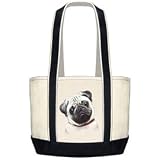 Silkscreen Tote Bag with Pug Fawn