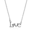 Love Necklace with Matte Sanded Rhodium Plated and Clear CZ in Heart