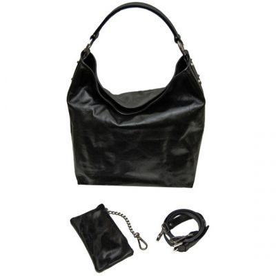 Shopper aus schwarzem Leder im Vintage-Look, ca. 30x30x12 cm, CONTEMPORARY Bags Italien